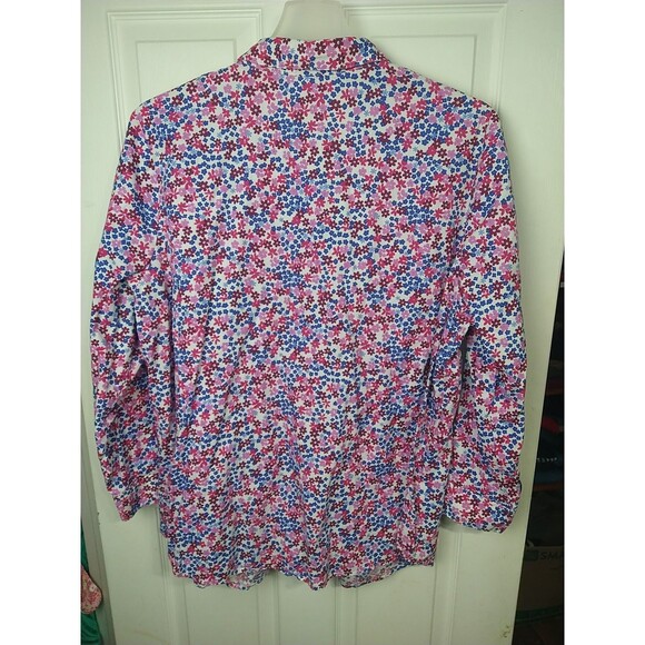 Woman Within 26/28 Shirt Collared Button Pink Blue Floral Cottage LS - Picture 9 of 9